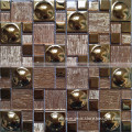 China Supplier Glass and Stainless Golden mosaic wall tiles scenery craft WM11